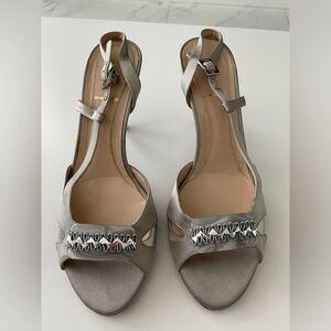 FENDI LIGHT GRAY SLINGBACK HIGH HEELS SIZE EU 39 US 9